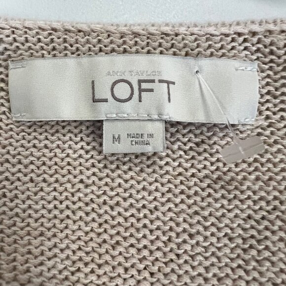 Ann Taylor Loft Women's Crisscross Tie Neck Pullover Sweater Beige Size Medium - Picture 8 of 9